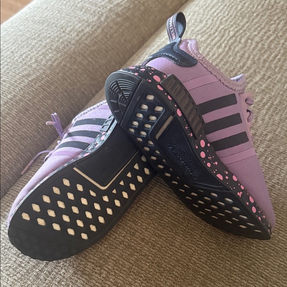 adidas Kids Purple Sneakers with Yellow Floral Accents - Picture 3 of 4